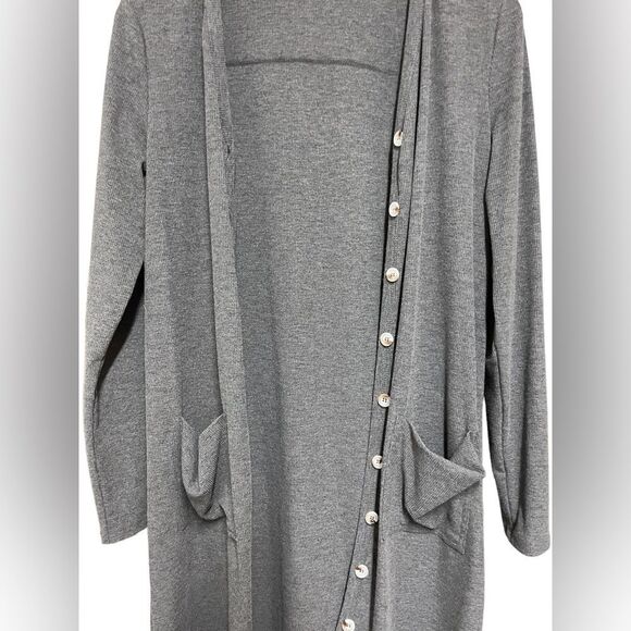 Grey Long Sleeve Button Cardigan Front pockets - Picture 2 of 3